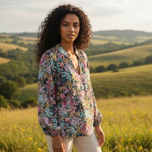 Vintage Tops - Vintage Floral Blouse